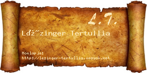 Lézinger Tertullia névjegykártya